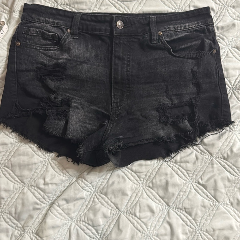 Oasis Black Distressed Jean Shorts